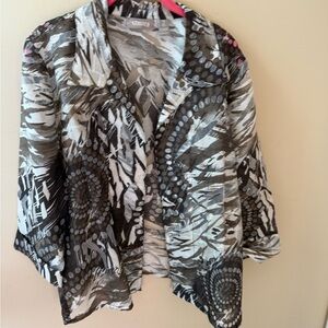 Chico's geo Print Sheer Open Front Cardigan Multicolor Sz 2 or M